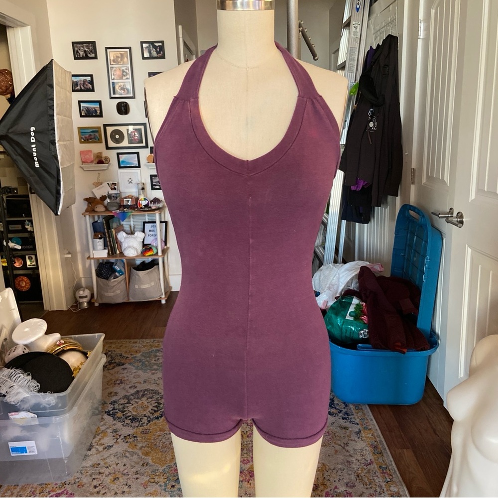 Women's Purple Halter Shorty Bodysuit